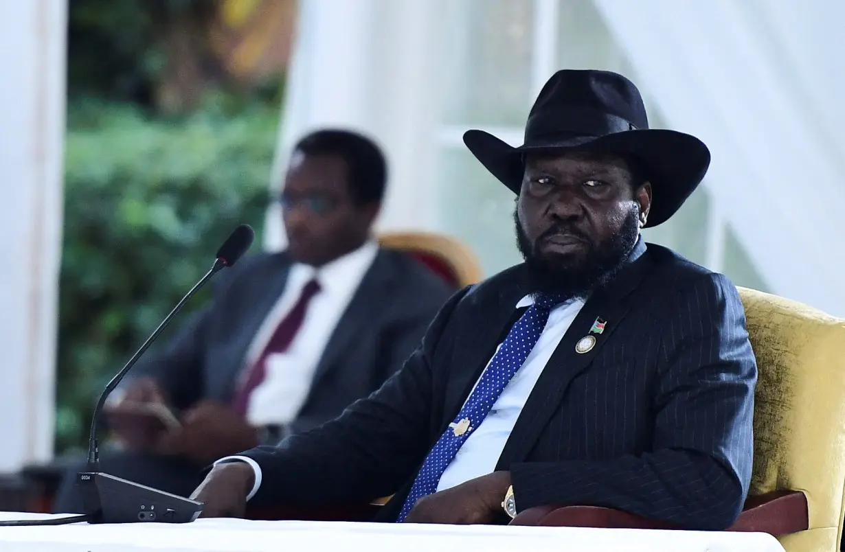 South Sudan's President Salva Kiir Mayardit attends the IGAD 42nd Extraordinary Session at the State House in Entebbe