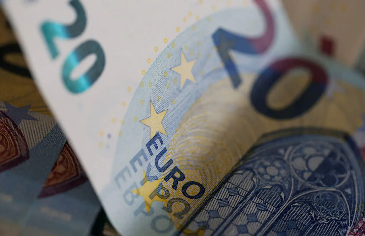 20 Euro banknotes are seen in a picture illustration