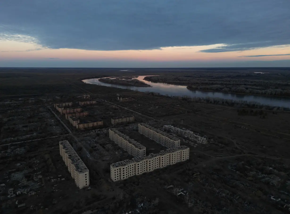 A view shows abandoned buildings in the Chagan military town in the Abai Region