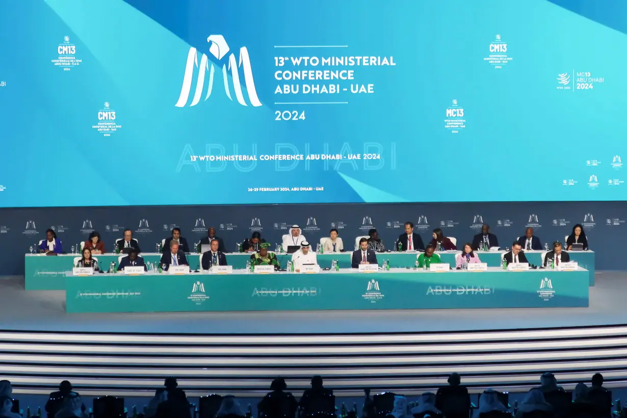 Delegates attend the 13th WTO ministerial conference in Abu Dhabi