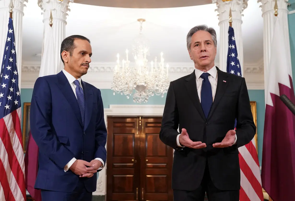 U.S. Secretary of State Blinken meets with Qatar's Prime Minister and Foreign Minister Sheikh Mohammed bin Abdulrahman Al Thani at the State Department in Washington