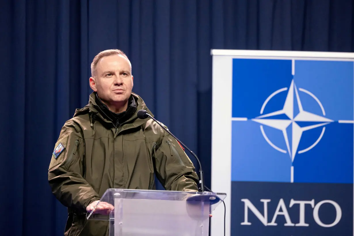 Polish President Duda speaks at NATO Dragon-24, part of the Steadfast Defender 2024, exercise in Korzeniewo