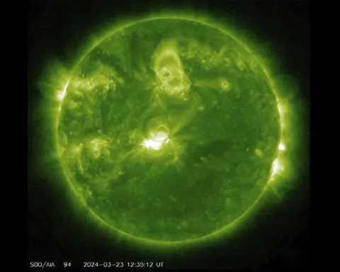 Geomagnetic storm from a solar flare could disrupt radio communications and create a striking aurora