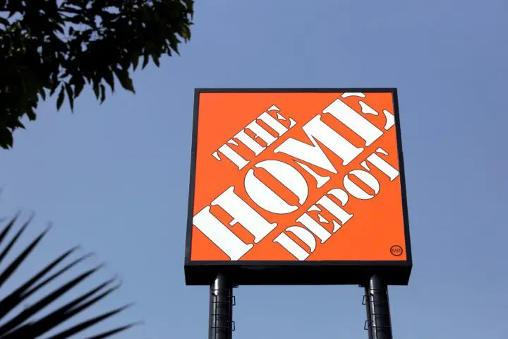 FILE PHOTO: The logo of U.S. home improvement chain Home Depot is seen in Mexico City