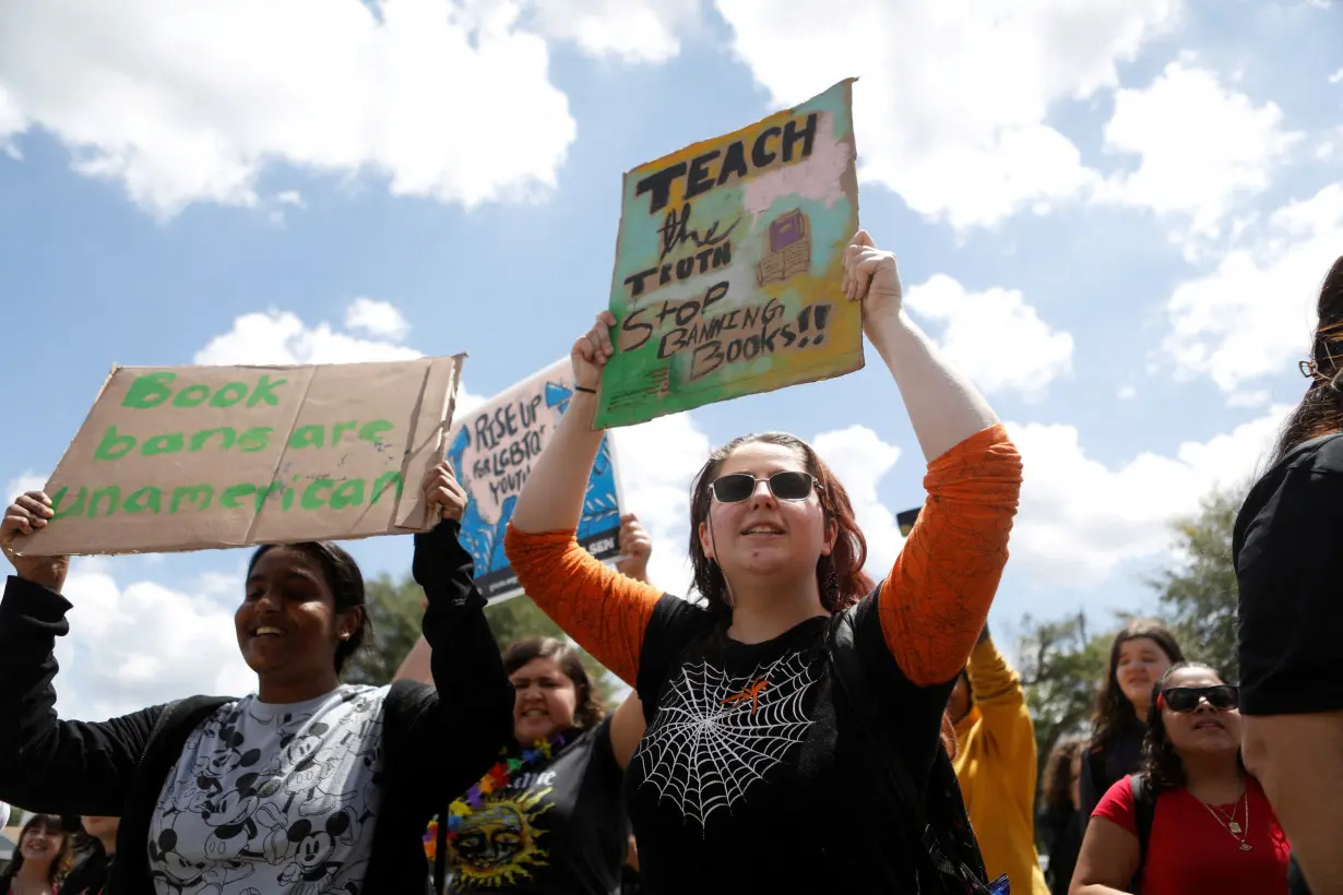 FILE PHOTO: Students walk out to protest DeSantis's education policies in Florida