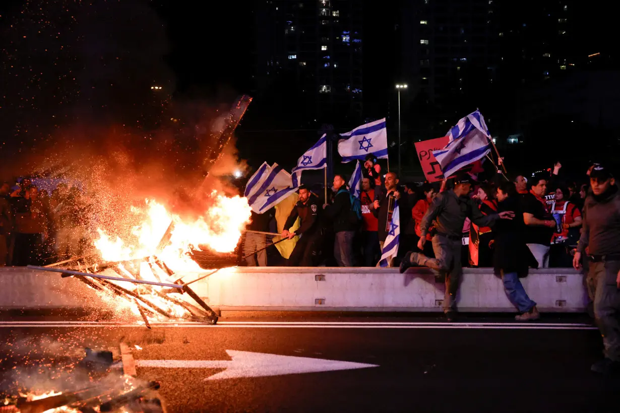 Protest against Israeli Prime Minister Netanyahu's government and call for the release of hostages kidnapped on October 7, in Tel Aviv