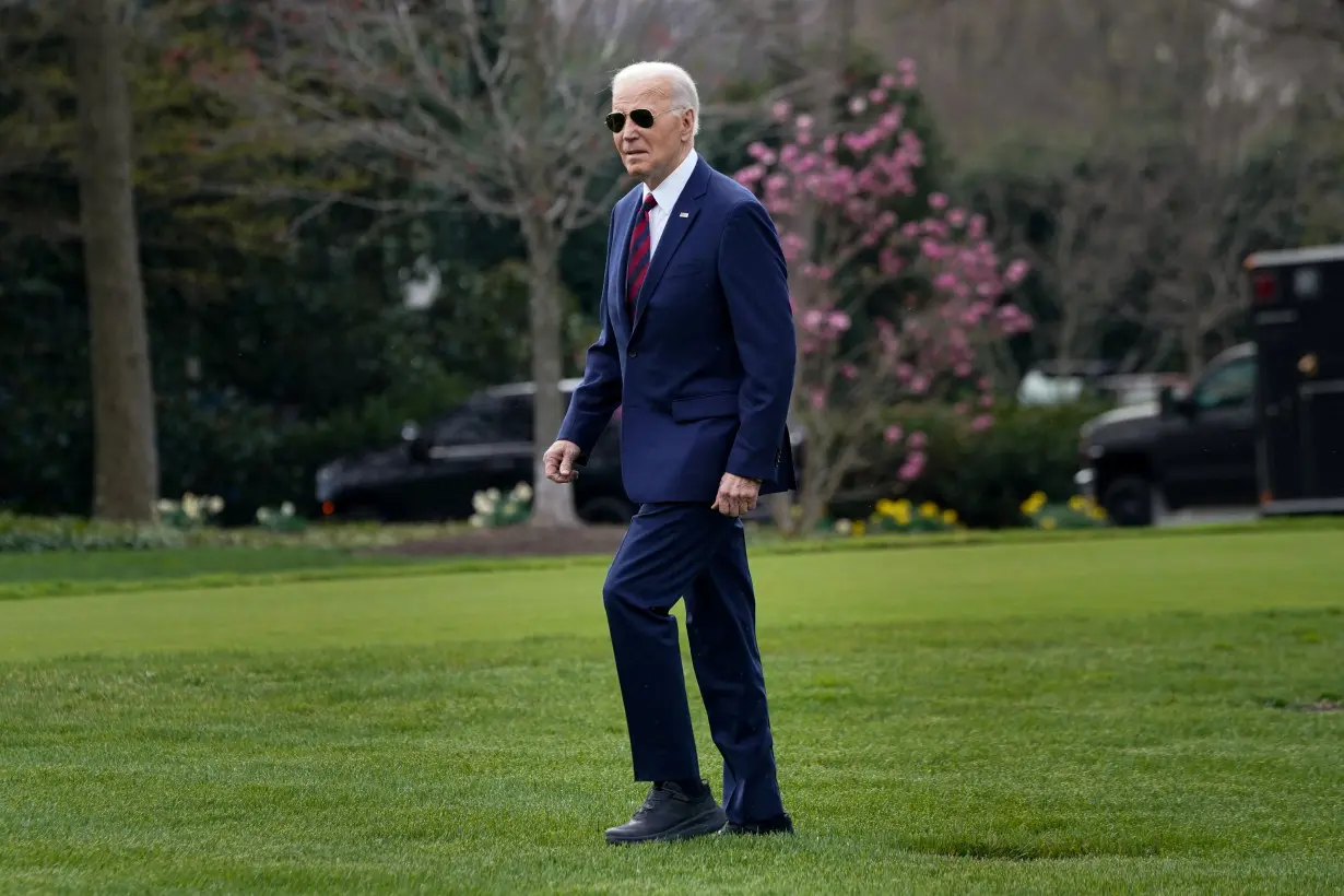 U.S. President Joe Biden departs the White House in Washington