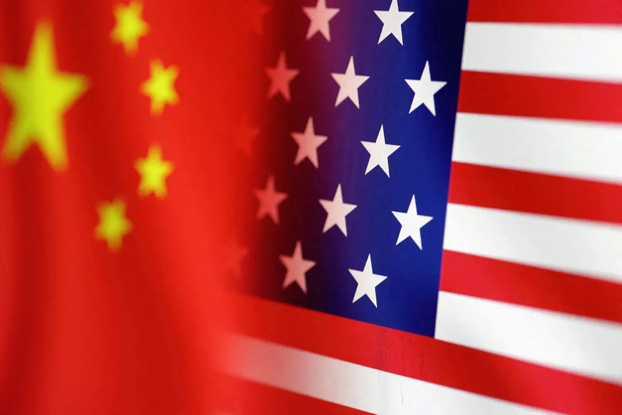 FILE PHOTO: Illustration shows U.S. and Chinese flags