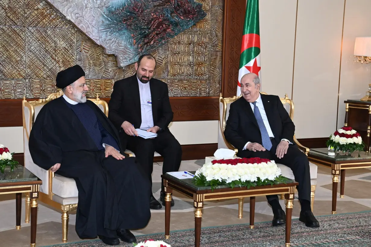 Algerian President Abdelmadjid Tebboune meets with Iranian President Ebrahim Raisi at El Mouradia Palace, in Algiers