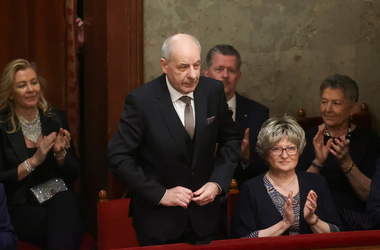 Nominee for President of Hungary, Tamas Sulyok takes his oath of office in the Parliament, in Budapest