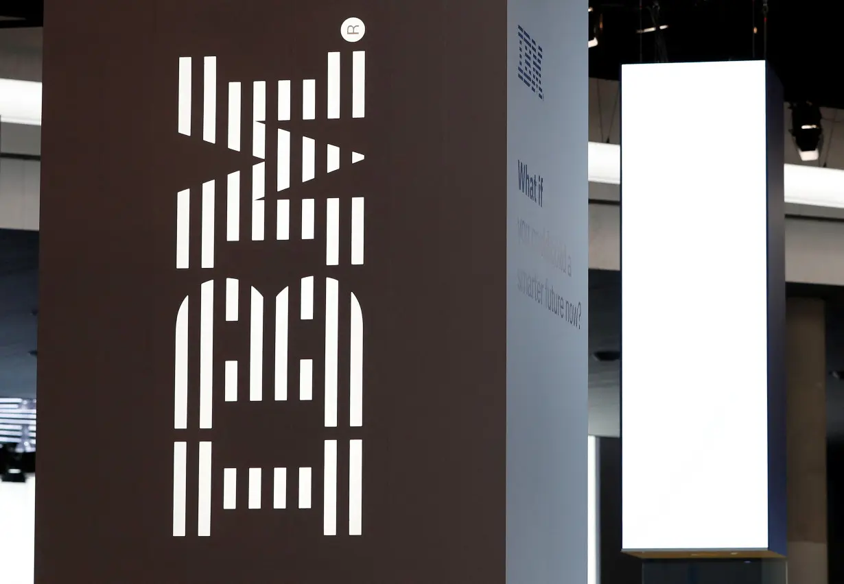 FILE PHOTO: Logo of IBM is seen at the Mobile World Congress in Barcelona