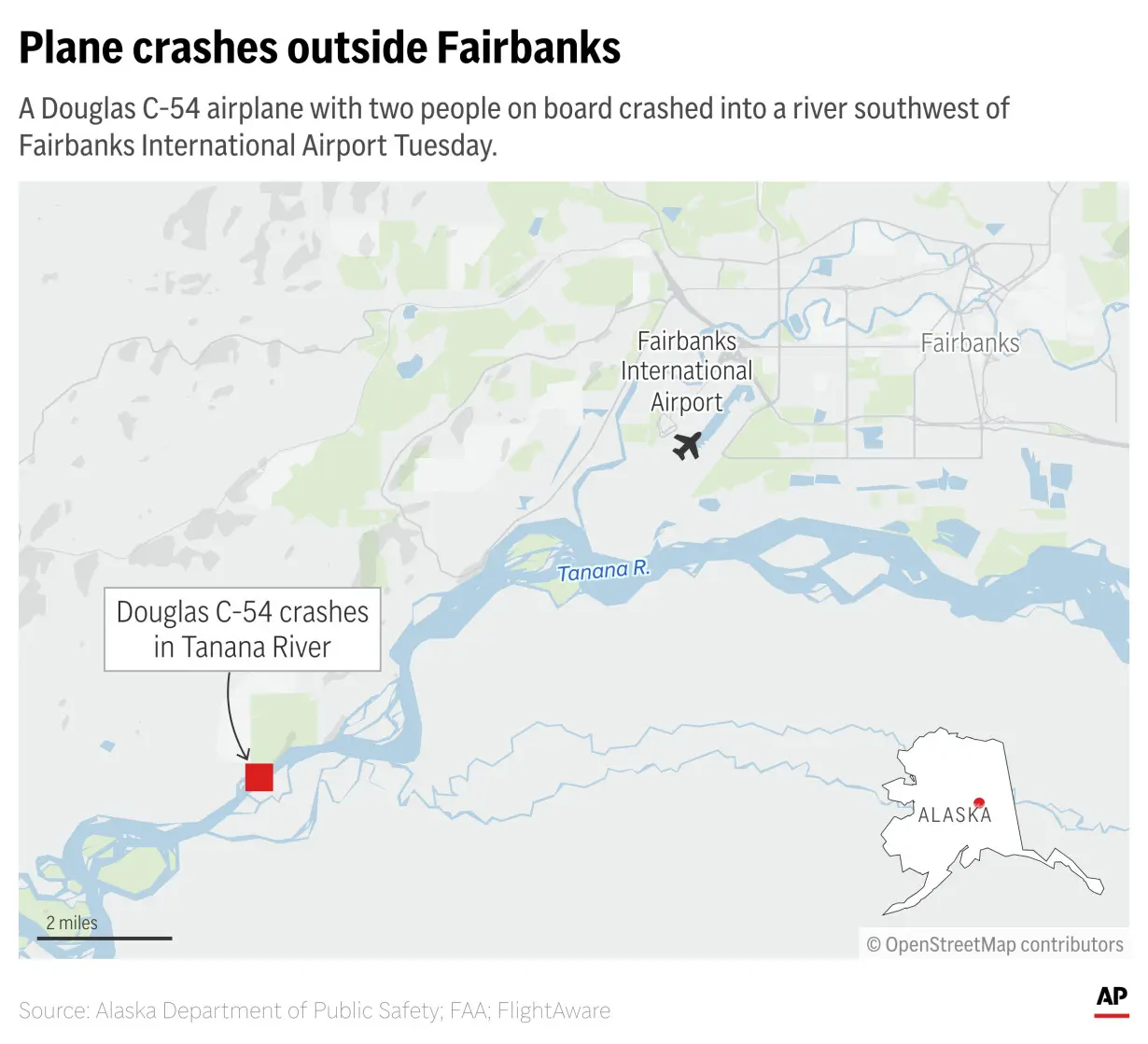 Douglas DC-4 plane crashes into river outside Fairbanks, Alaska; not clear how many people on board