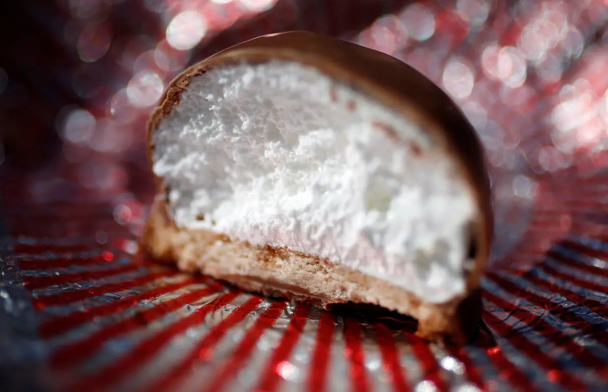 FILE PHOTO: A Tunnock's Tea Cake is seen in Edinburgh, Scotland