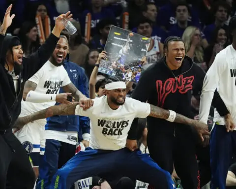 Edwards and Towns lead Timberwolves into the 2nd round of the NBA playoffs for 1st time since 2004