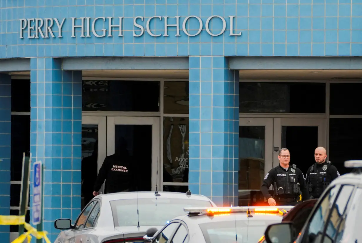 Aftermath of a shooting at Perry High School in Perry, Iowa