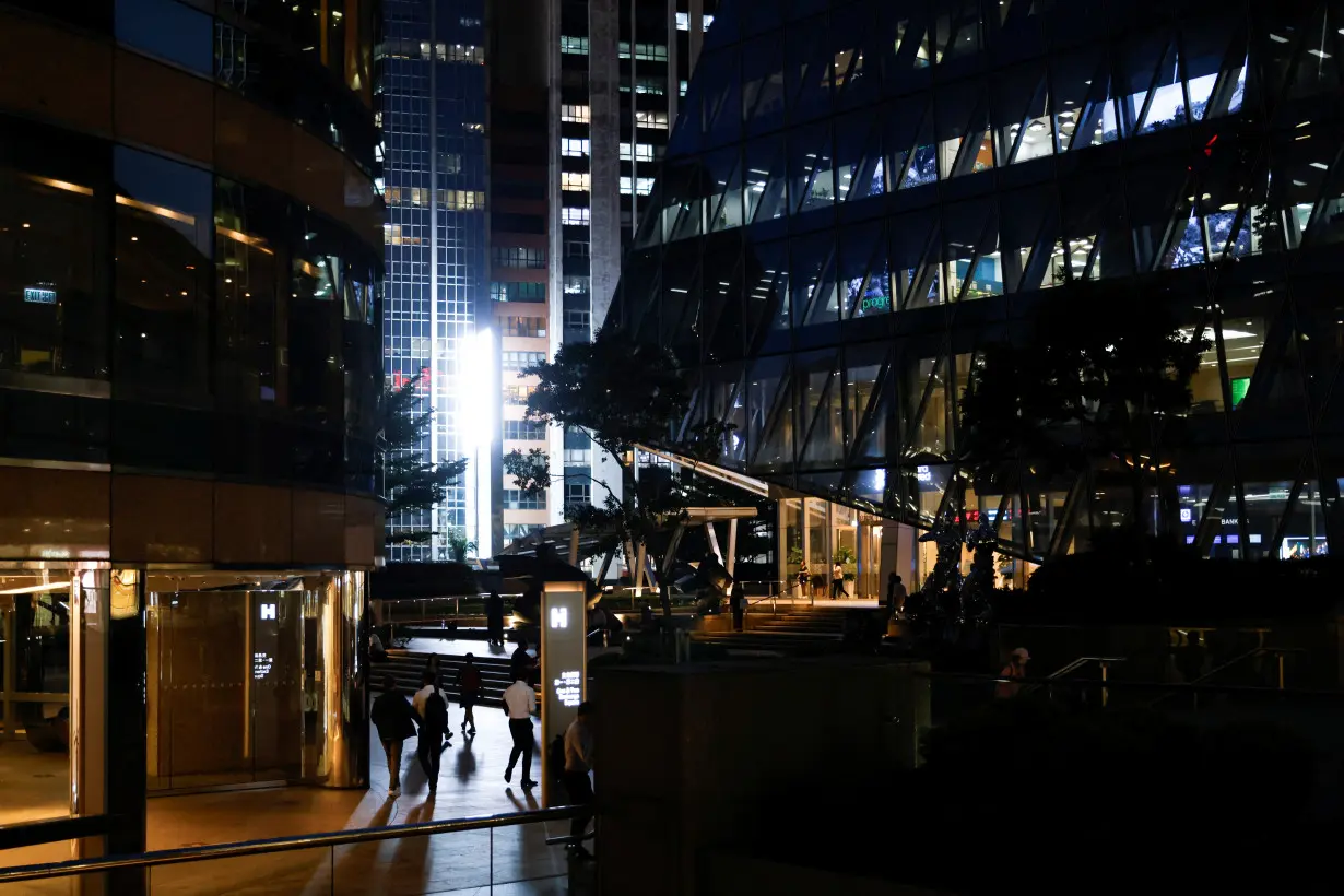 An evening view of the financial central district of Hong Kong