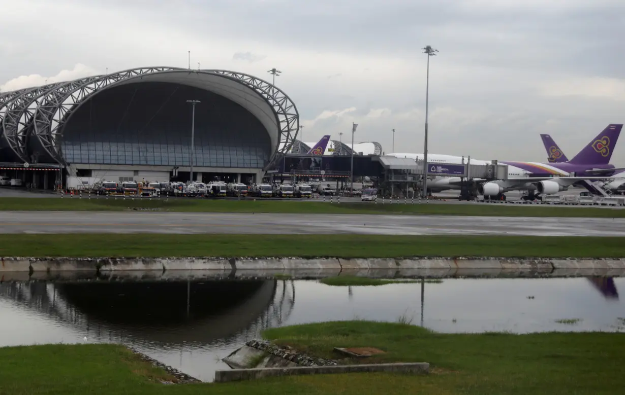 Thai Airways planes sit at Bangkok International Suvarnabhumi Airport