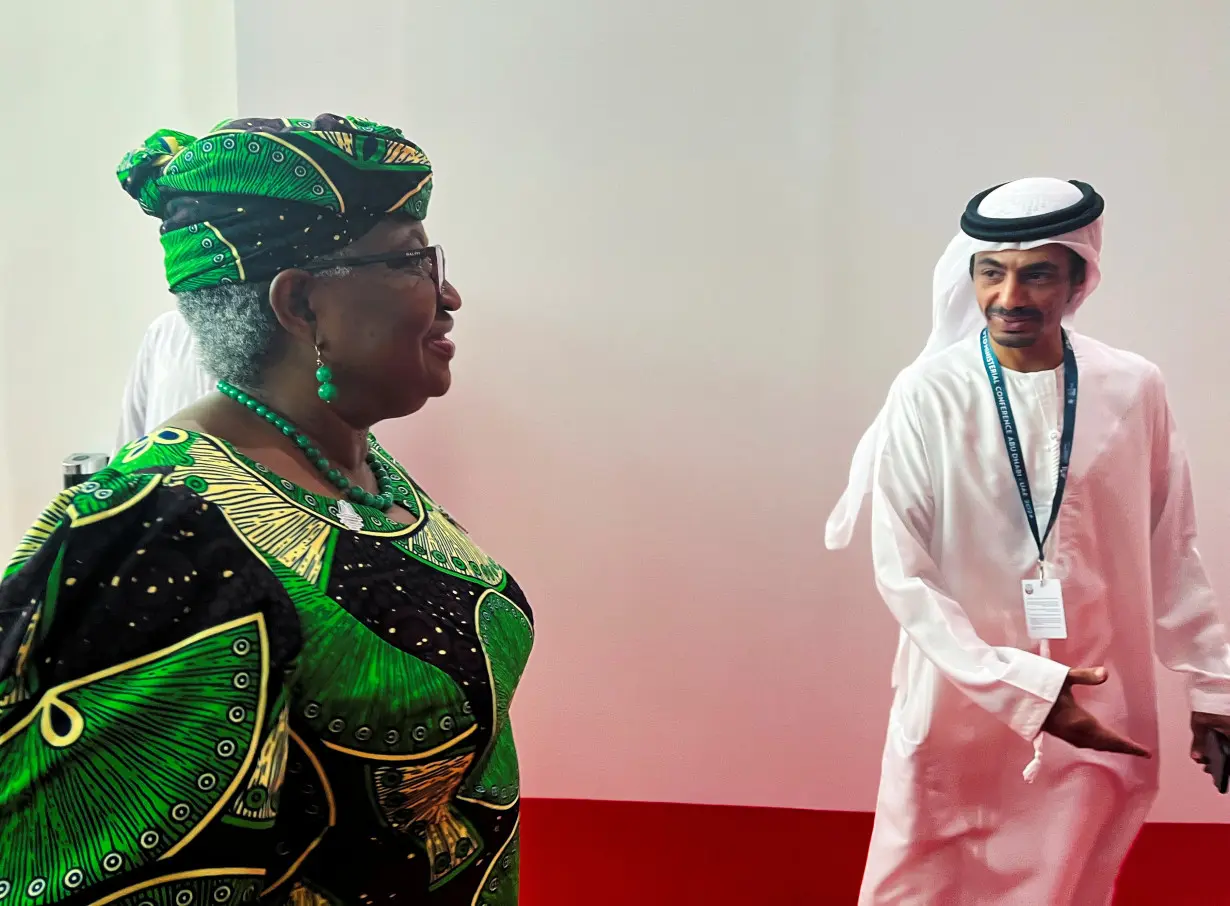 Director-General of the World Trade Organization Ngozi Okonjo-Iweala arrives to attend the opening of the WTO ministerial meeting in Abu Dhabi