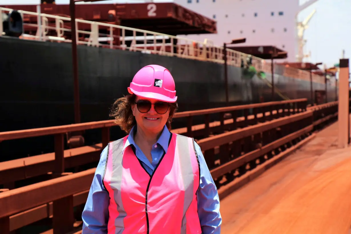 FILE PHOTO: Gina Rinehart poses at Roy Hill's berths in Port Hedland