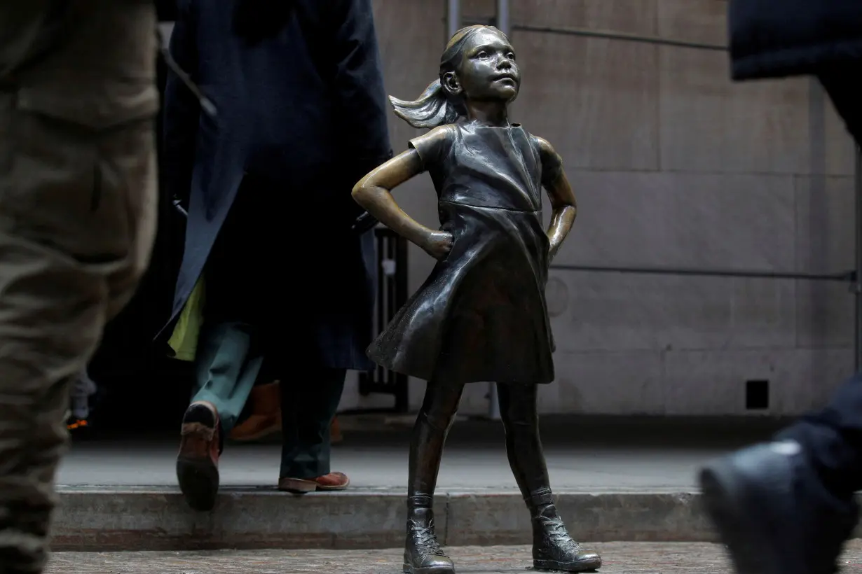 FILE PHOTO: The Fearless Girl statue is seen outside of the NYSE in New York