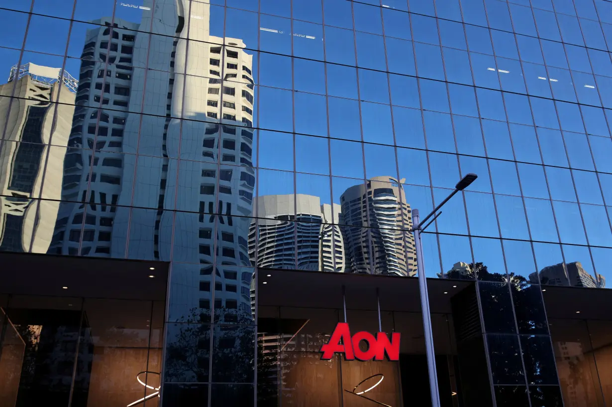 FILE PHOTO: An office building with Aon logo is seen in Sydney