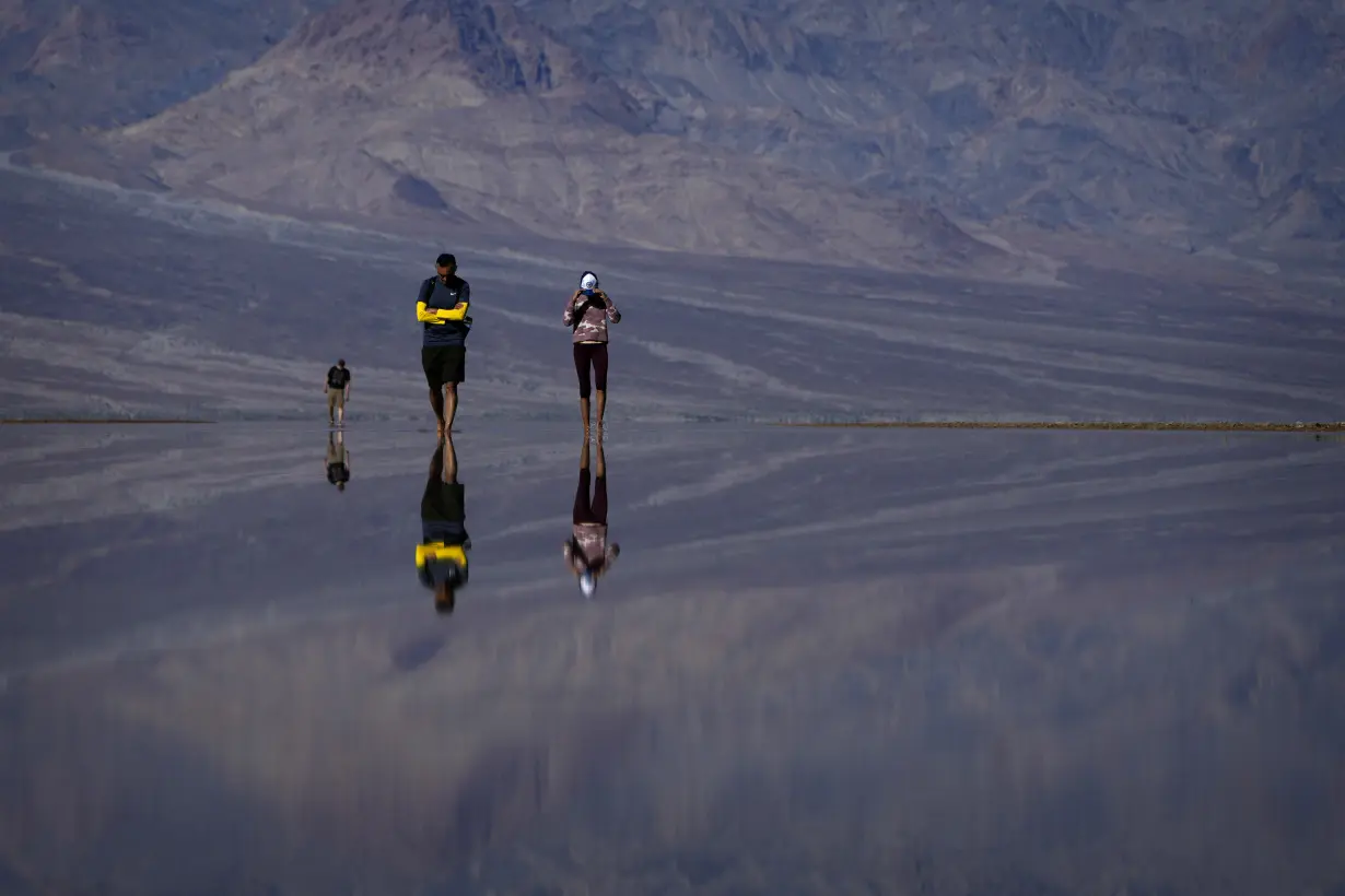 Kayakers paddle in Death Valley after rains replenish lake in one of Earth's driest spots