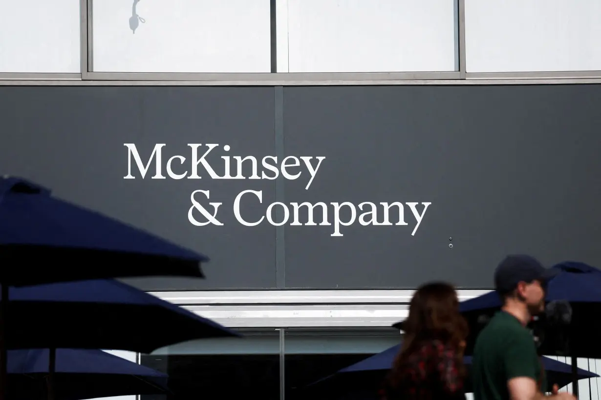 FILE PHOTO: The McKinsey & Company logo is displayed in Paris