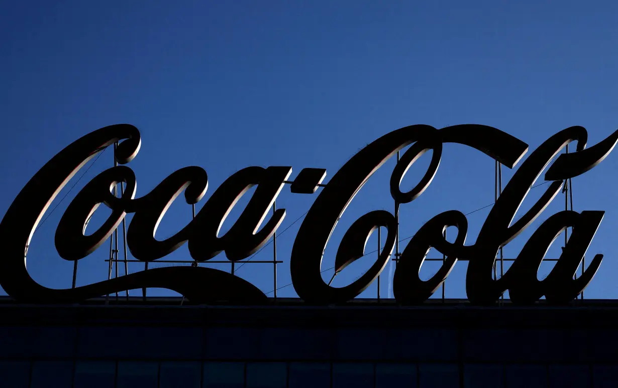 FILE PHOTO: A Coca Cola logo is pictured in Brussels