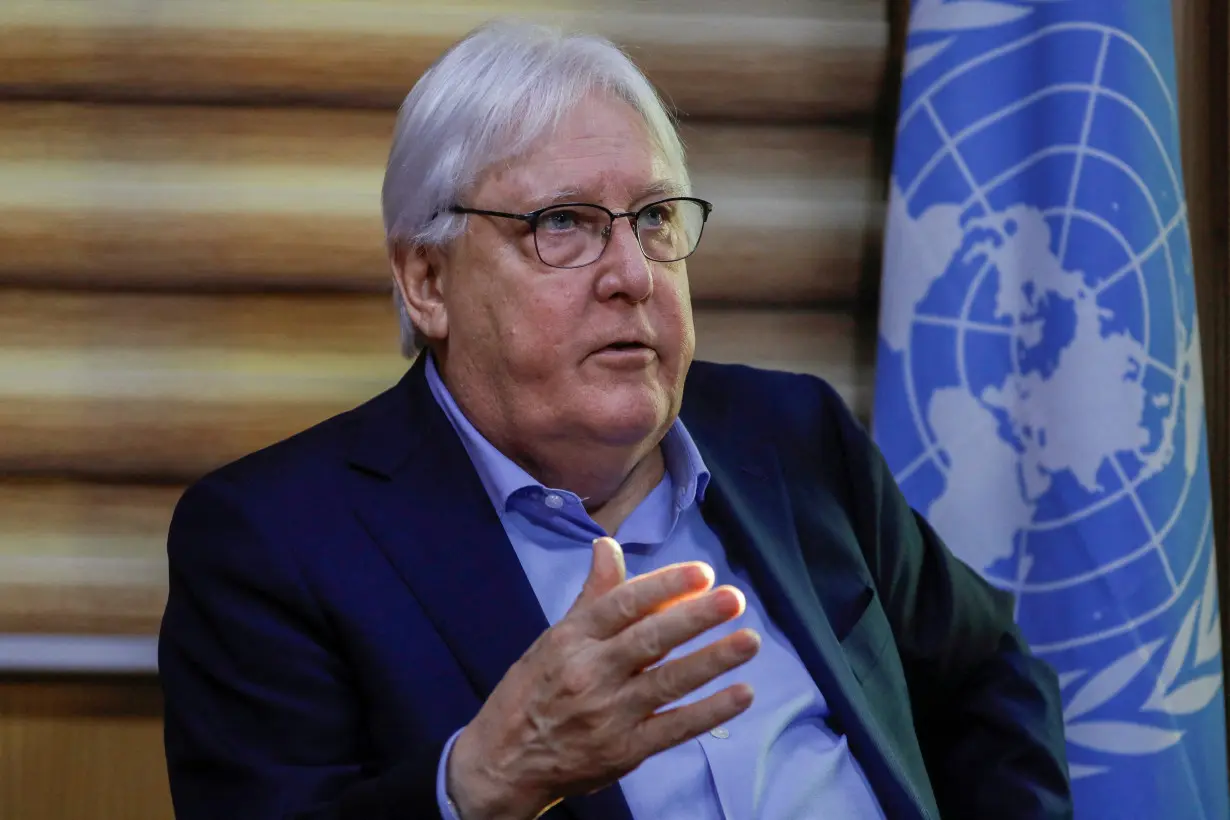 FILE PHOTO: Martin Griffiths, the Under-Secretary-General for Humanitarian Affairs and Emergency Relief Coordinator, speaks during an interview with Reuters in Kabul