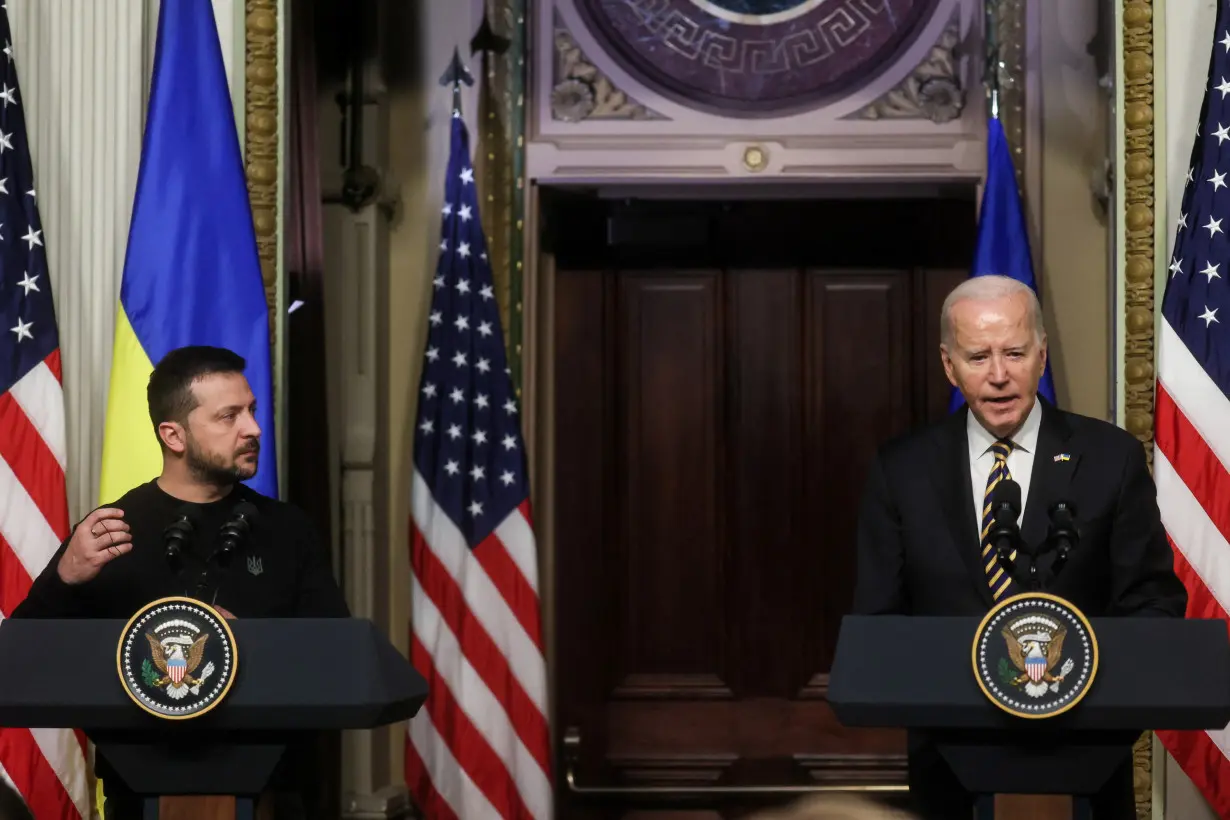 U.S. President Joe Biden and Ukraine's President Volodymyr Zelenskiy hold joint press conference, in Washington