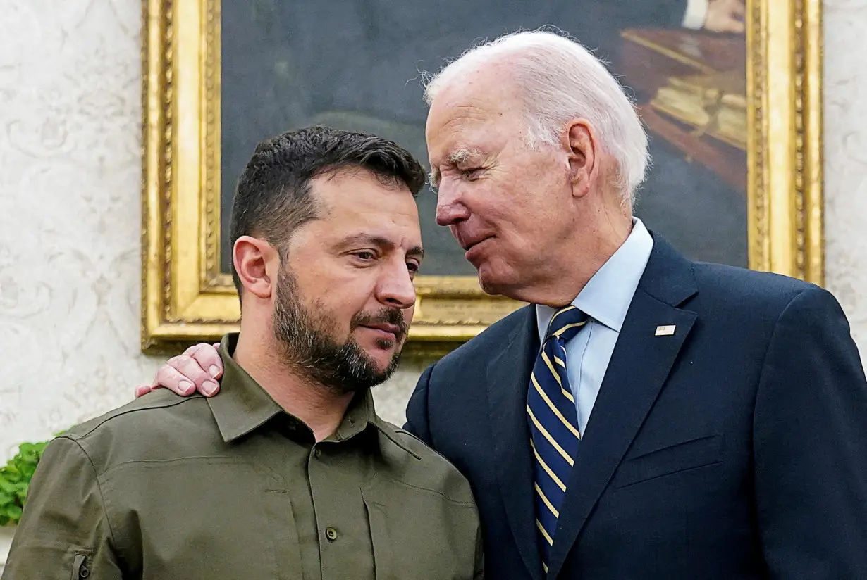 FILE PHOTO: Ukrainian President Zelenskiy meets with U.S. President Biden at the White House in Washington