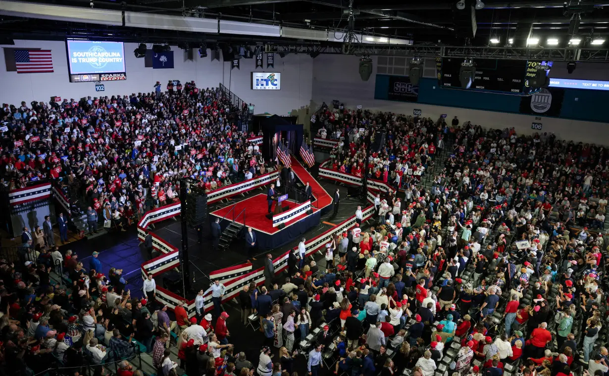 Former U.S. President Donald Trump attends a campaign event in Conway