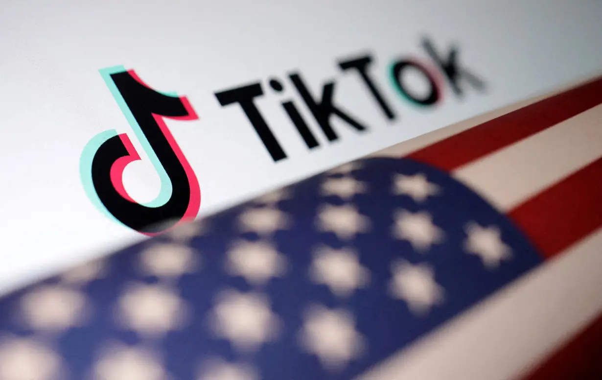FILE PHOTO: Illustration shows U.S. flag and TikTok logo