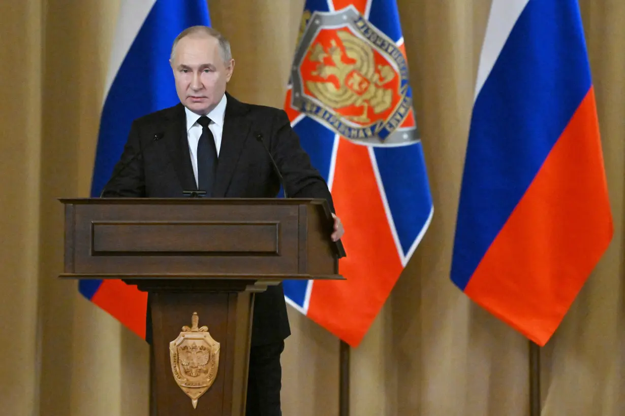 Russian President Putin attends a meeting of the Federal Security Service collegium in Moscow