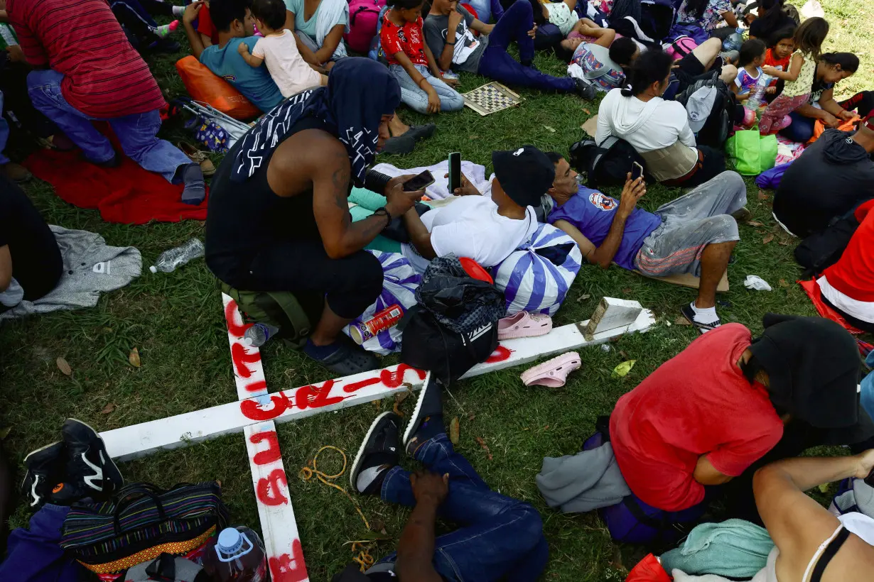 Migrants take part in a caravan to reach the U.S. border through Mexico, in Tapachula