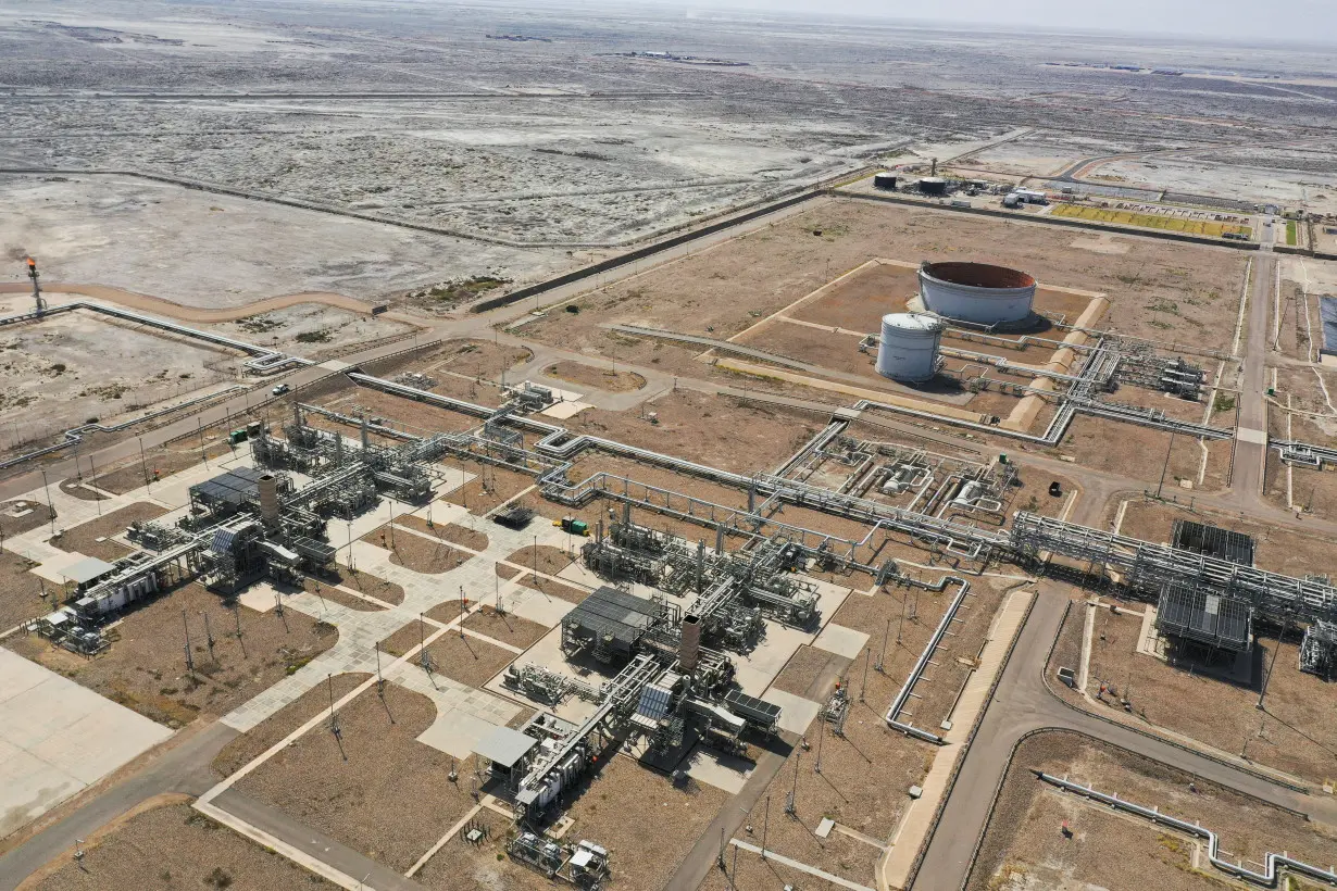 FILE PHOTO: An aerial view shows Majnoon oil field near Basra