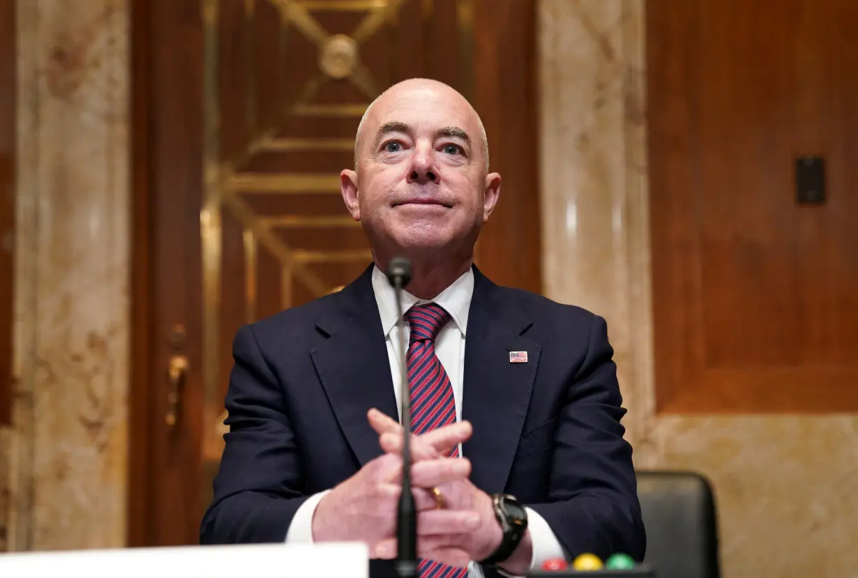 FILE PHOTO: Homeland Security Secretary Alejandro Mayorkas testifies on Capitol Hill in Washington