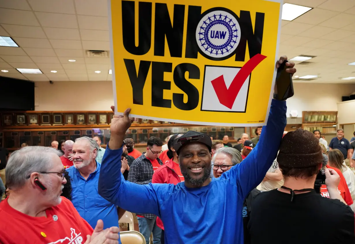 FILE PHOTO: Volkswagen factory workers' unionization vote results watch party in Chattanooga