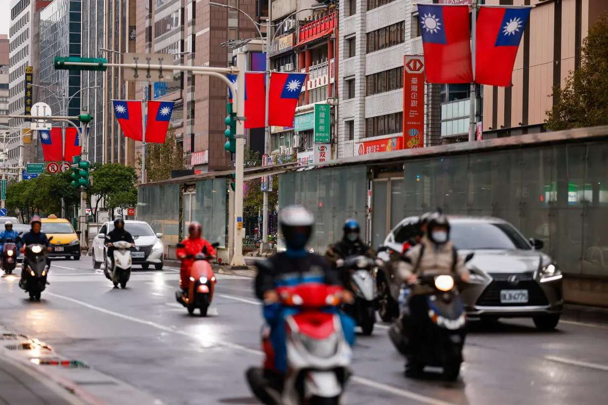 Taiwan flags can be seen in the streets in Taipei City