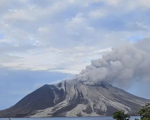 Indonesia's Mount Ruang erupts again, spewing ash and peppering villages with debris
