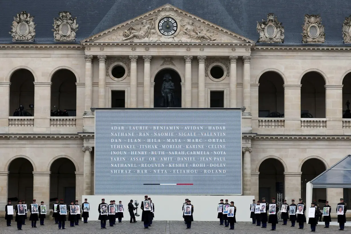 France pays homage to victims of Hamas' Oct. 7 attack in Israel with national ceremony led by Macron