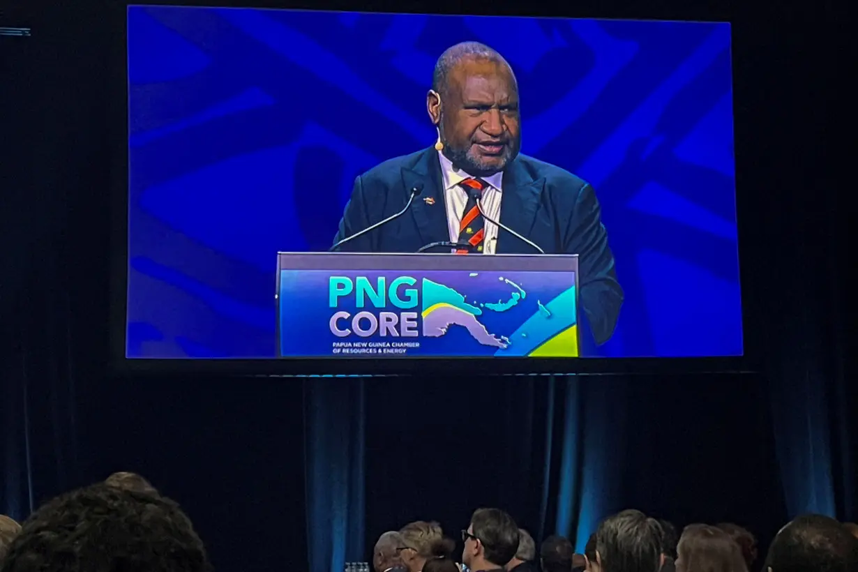 FILE PHOTO: Papua New Guinea Prime Minister James Marape speaks during a Resources and Energy Investment conference in Sydney