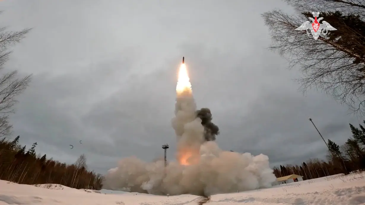 FILE PHOTO: A Yars intercontinental ballistic nuclear missile is fired during a training, from Plesetsk cosmodrome in Northern Arkhangelsk region