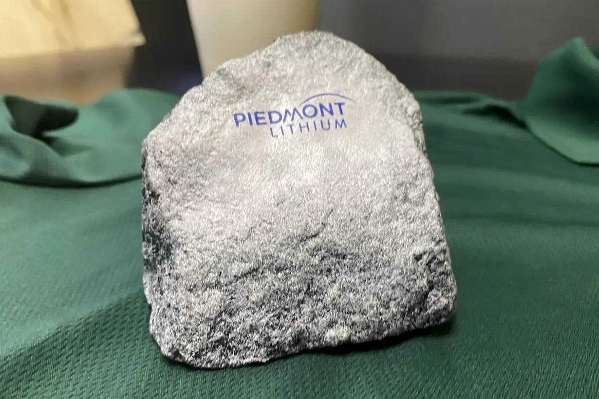 FILE PHOTO: A rock is displayed at Piedmont Lithium's headquarters in Belmont