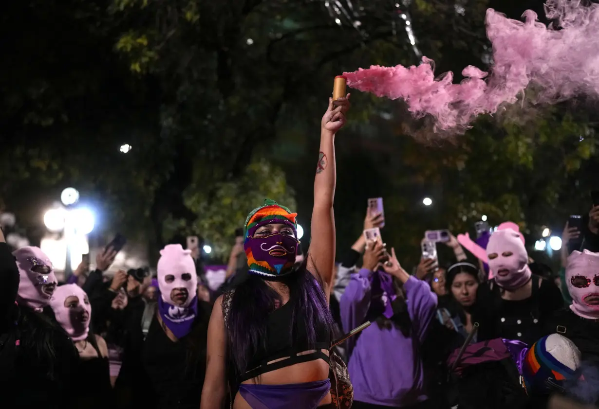 Facing historic shifts, Latin American women bathe streets in purple on International Women's Day