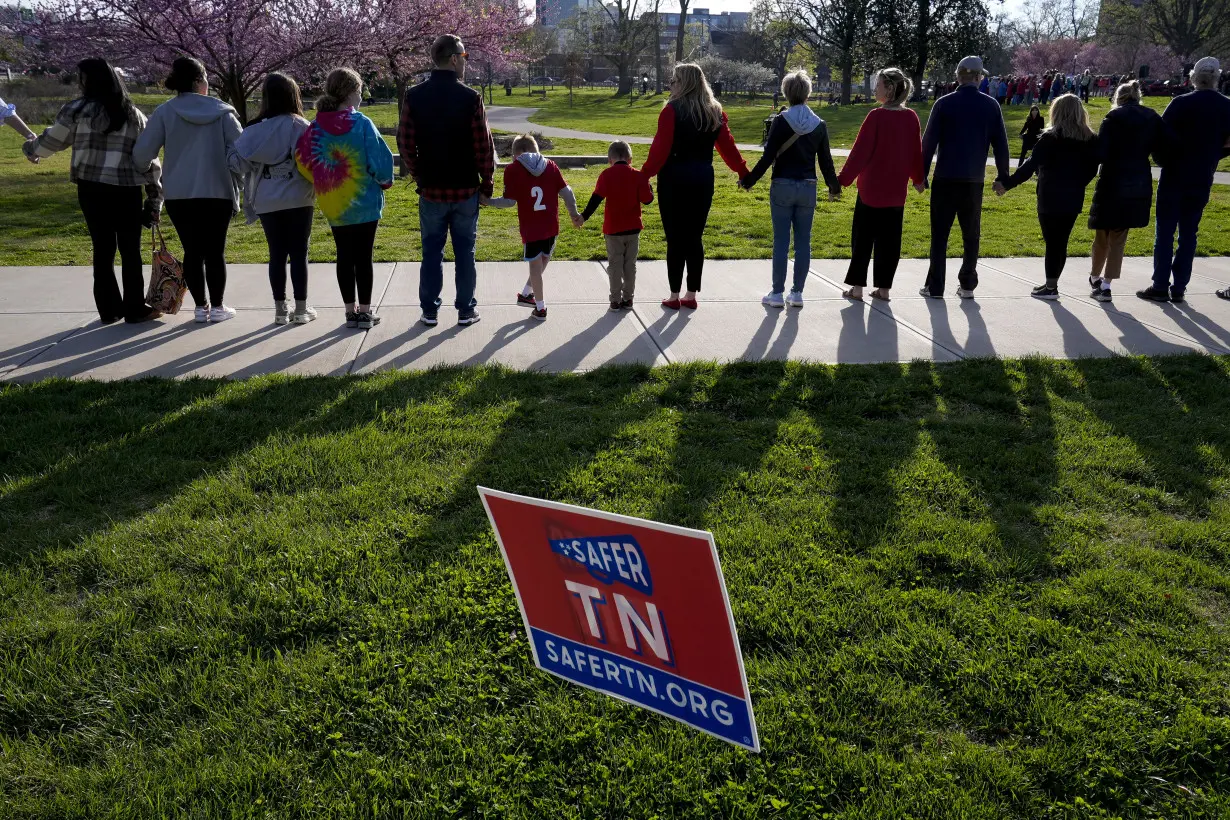 Activists forming human chain in Nashville on Covenant school shooting anniversary