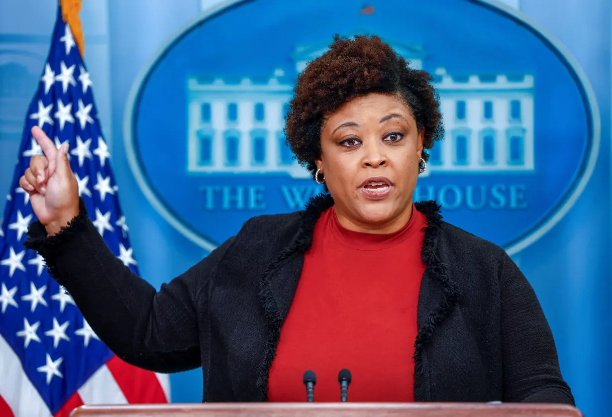 Shalanda Young, Director of the Office of Management and Budget, speaks during the daily press briefing at the White House in Washington