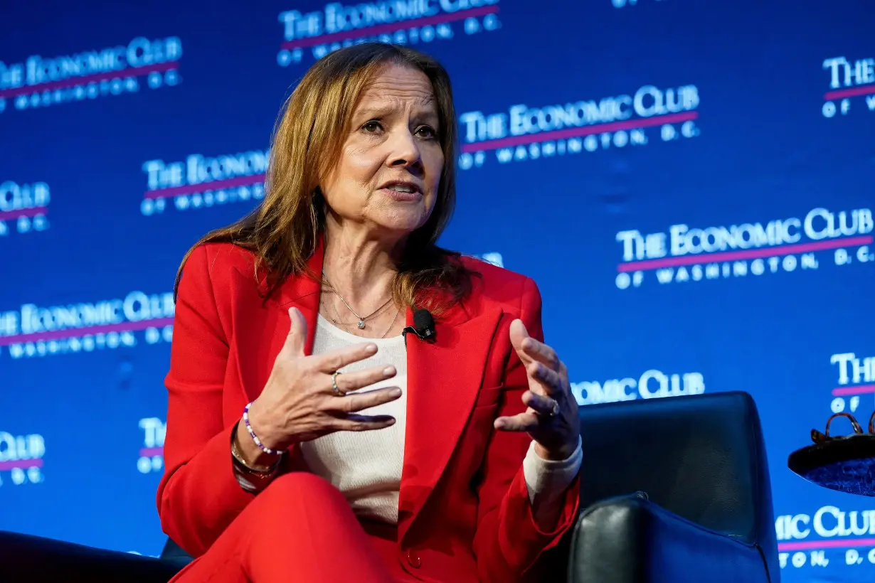 FILE PHOTO: General Motors chair and CEO Mary Barra participates in an Economic Club of Washington discussion in Washington