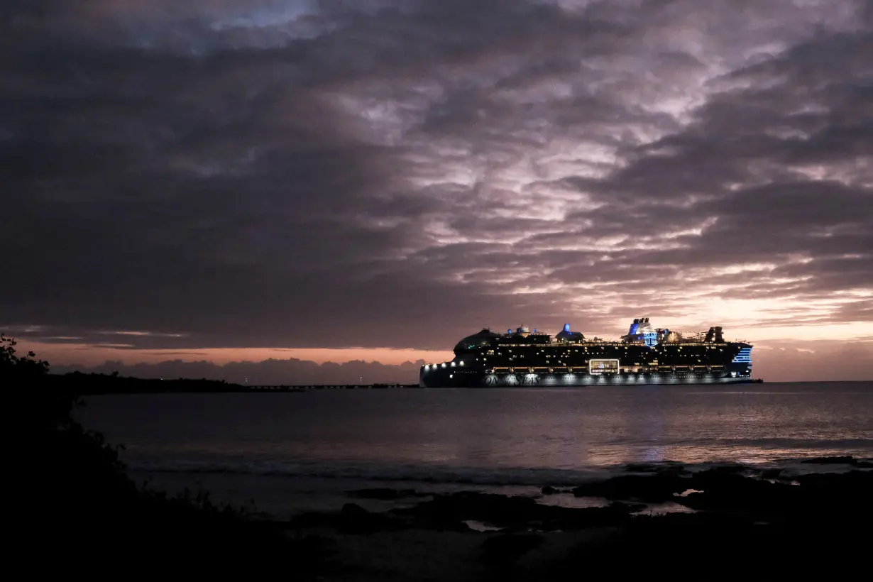 FILE PHOTO: Royal Caribbean's Icon of the Seas, the largest cruise ship in the world, is docked in Mahahual