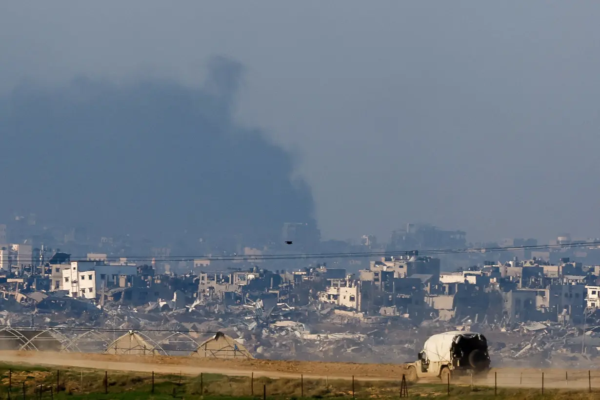 Smoke rises in the Gaza Strip, amid the ongoing conflict between Israel and the Palestinian Islamist group Hamas, as seen from southern Israel